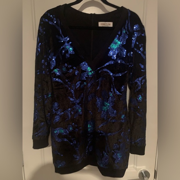 Dress the Population Cosmopolitan Cory Sequin Knit Long Sleeve BodyCon Minidress - Picture 3 of 3